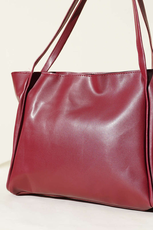 Sac bandoulière basique à fermeture éclair, bordeaux