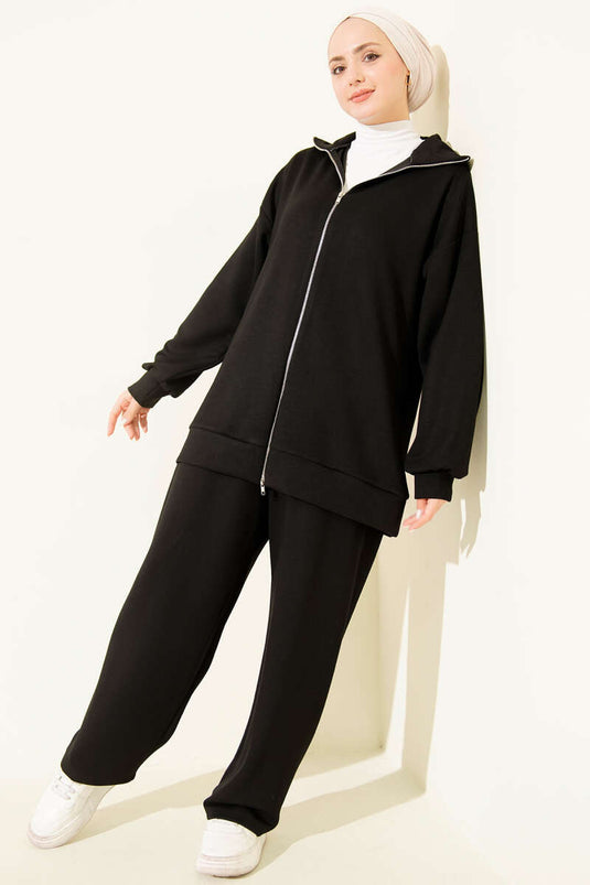 Set doppio di asciugamani basic con cerniera nero