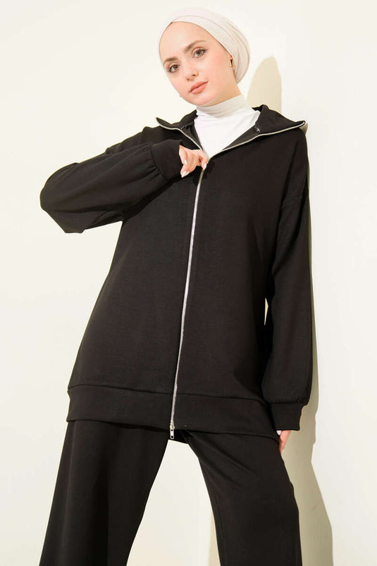 Set doppio di asciugamani basic con cerniera nero