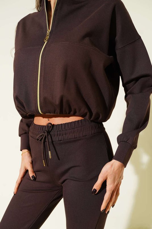 Reißverschluss Bundgummi Zweiteiler Braun