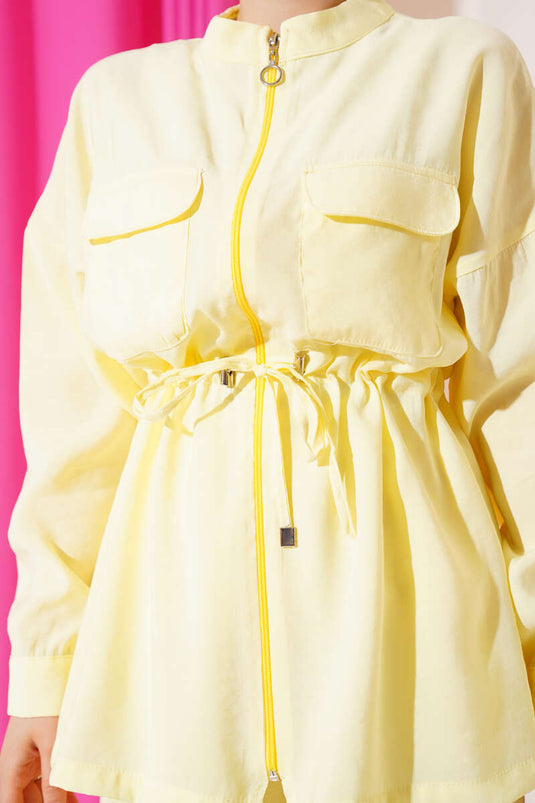 Zippered Waist Tunnel Two Piece Set Yellow