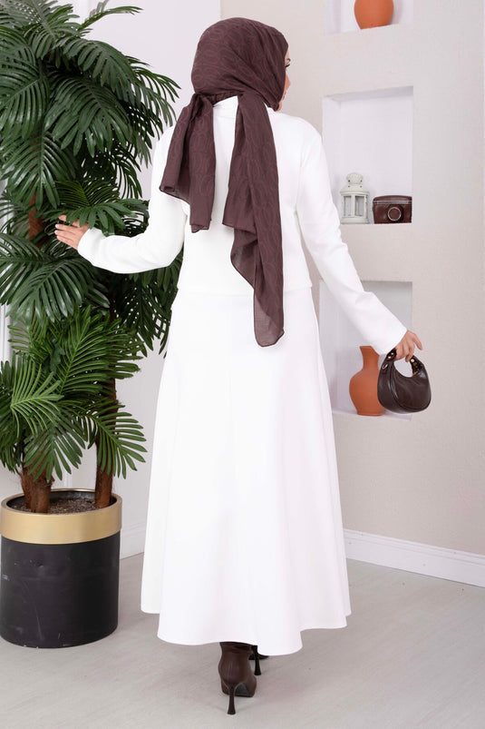 Completo Giacca Con Zip, Gonna E Scuba Color Ecru