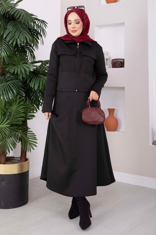 Ensemble Veste Zippée Jupe Et Scuba Noir