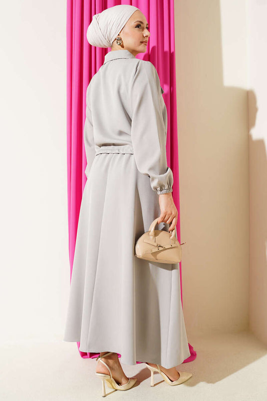 Ensemble double avec jupe à poche zippée et rabat gris
