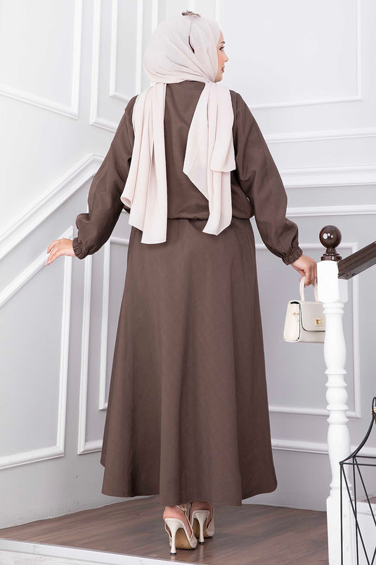 Completo Giacca Con Zip E Gonna Color Caffè