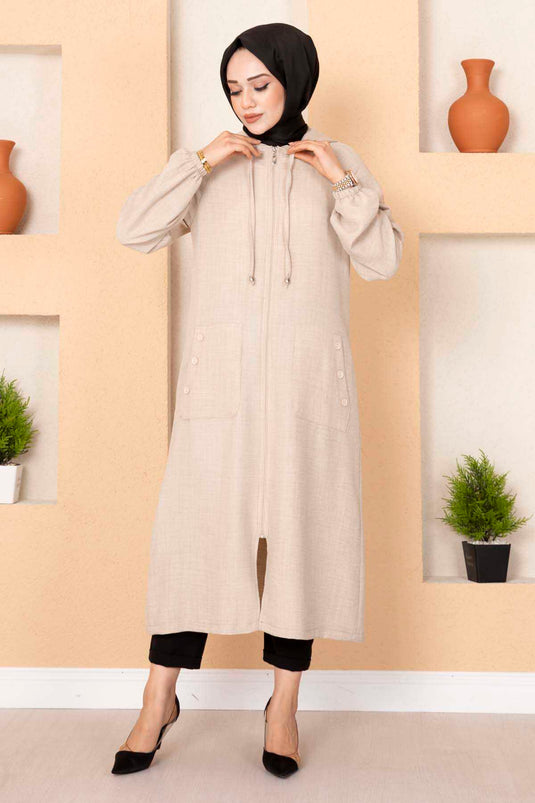 Longue cape hijab avec poche zippée Pierre