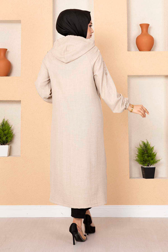 Longue cape hijab avec poche zippée Pierre