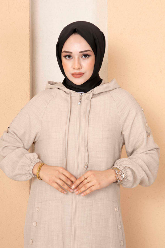 Longue cape hijab avec poche zippée Pierre