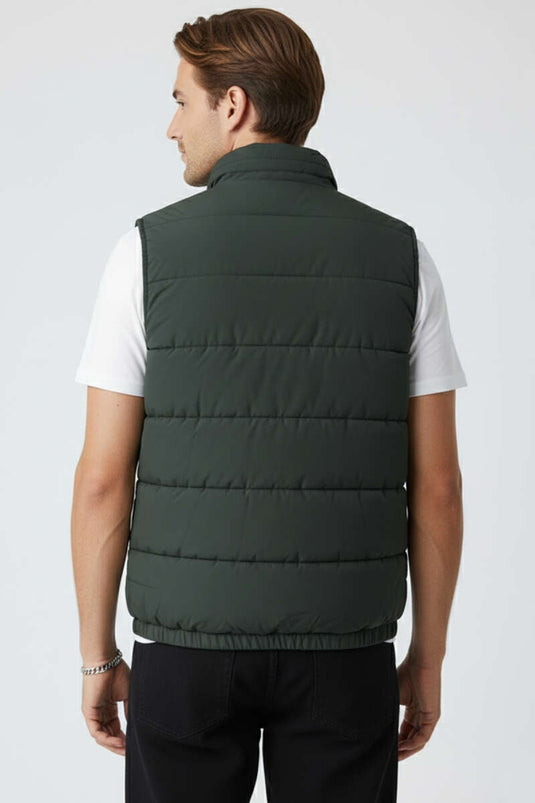 Men's Vest with Double Zipper Pockets, Khaki