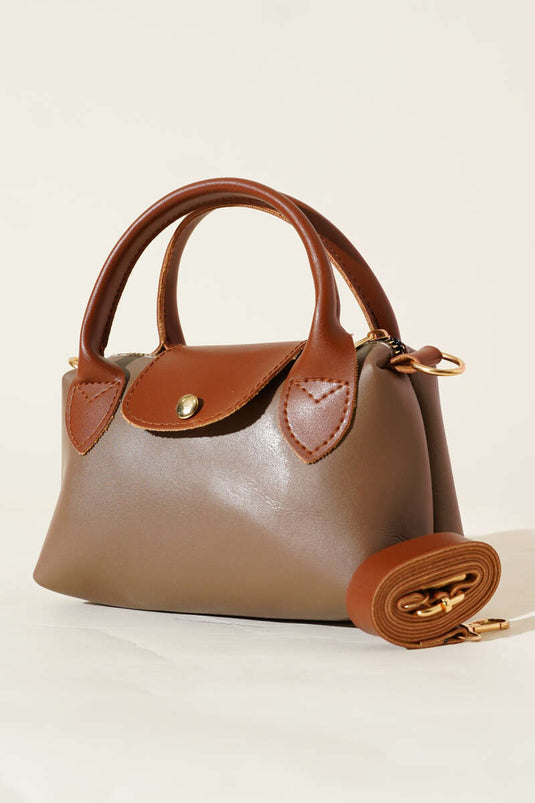 Zipper and Snap Closure Bag, Mink Color