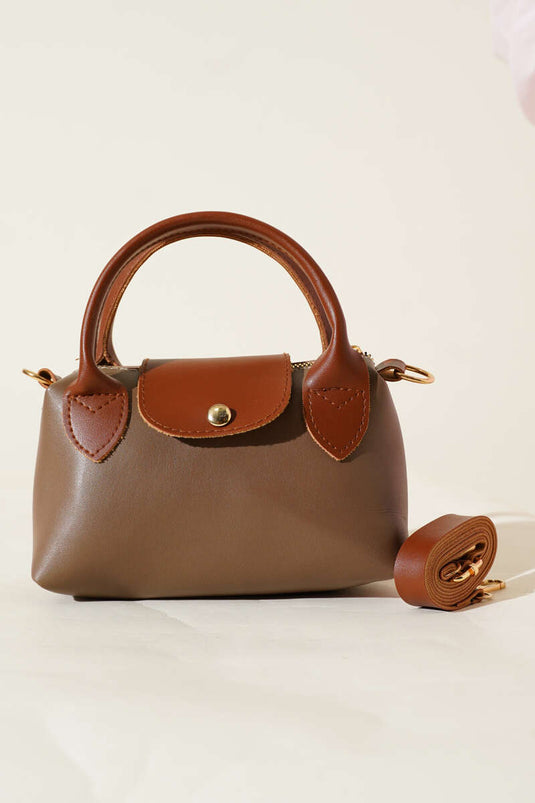 Zipper and Snap Closure Bag, Mink Color