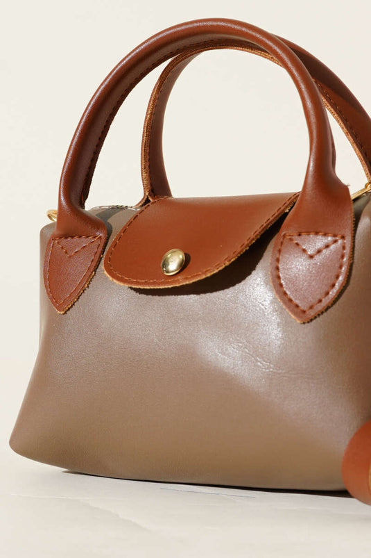 Zipper and Snap Closure Bag, Mink Color