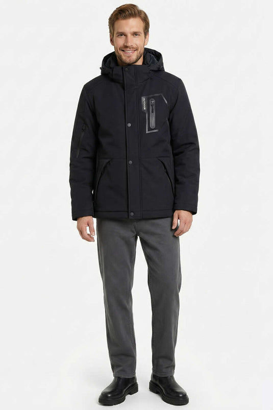 Veste pour homme noire à fermeture éclair et boutons-pression