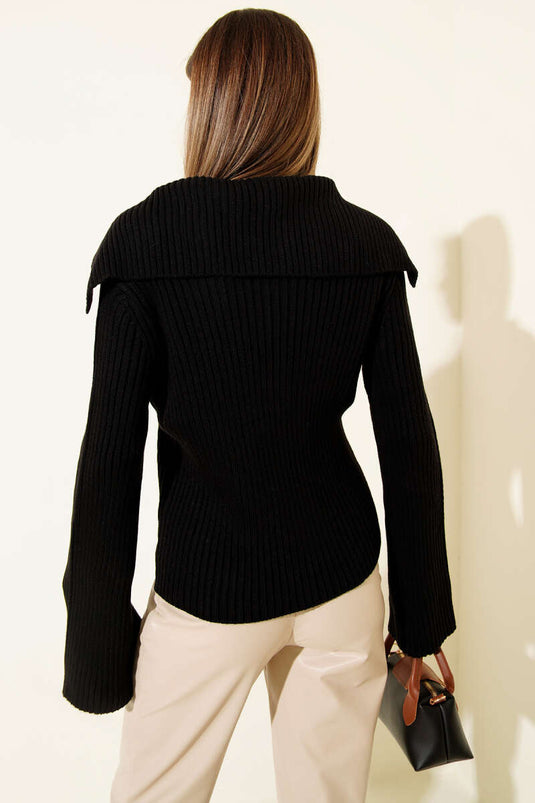 Cardigan lavorato a maglia con cerniera nera