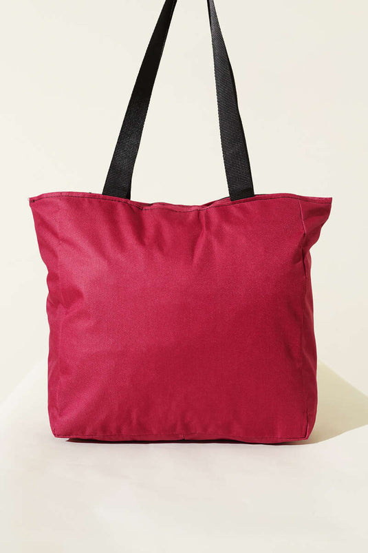 Zippered Flat Shoulder Bag Burgundy