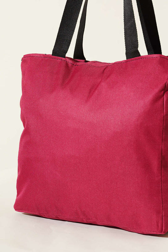 Zippered Flat Shoulder Bag Burgundy