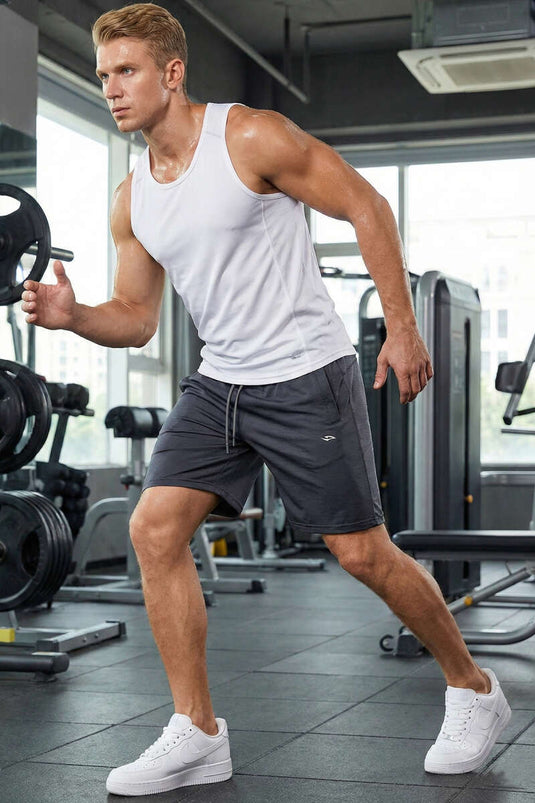 Men's Sports Shorts with Zipper, Charcoal Gray