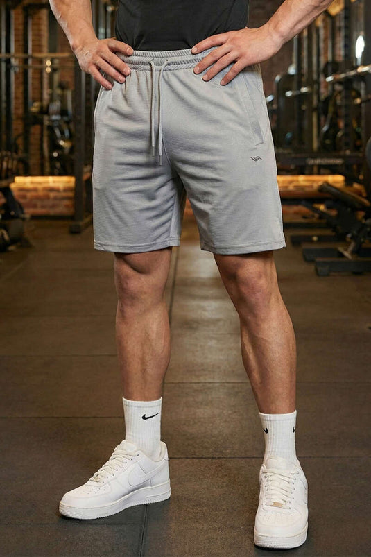 Zippered Men's Athletic Shorts Gray