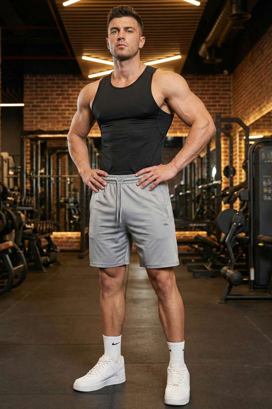 Zippered Men's Athletic Shorts Gray