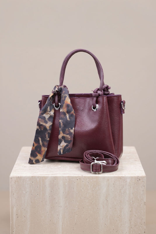 Zippered Scarf Detail Hand and Shoulder Bag -131