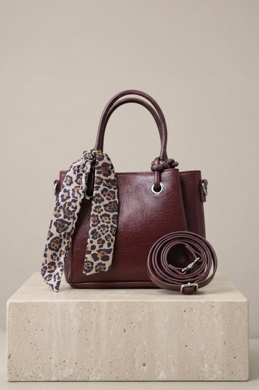 Zippered Scarf Detail Hand and Shoulder Bag -138