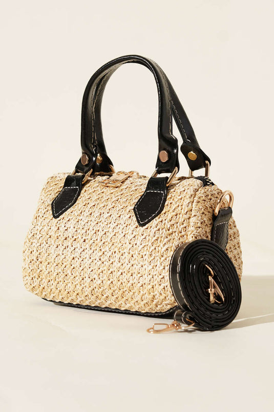 Fermuarlı Hasır Çanta Siyah