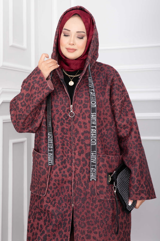 Bordeaux Kapuzen-Sweatshirt Mit Reißverschluss
