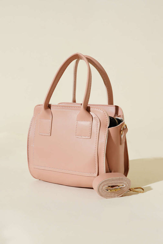 Square Zipper Bag, Powder Pink