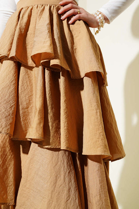 Zippered Layered Skirt Latte