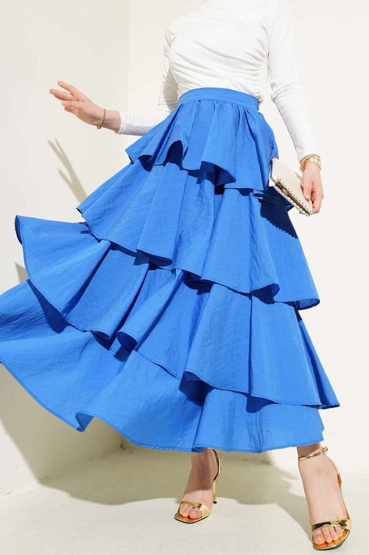 Zippered Layered Skirt Saxe