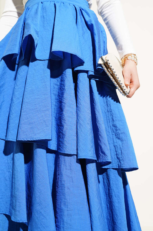 Zippered Layered Skirt Saxe