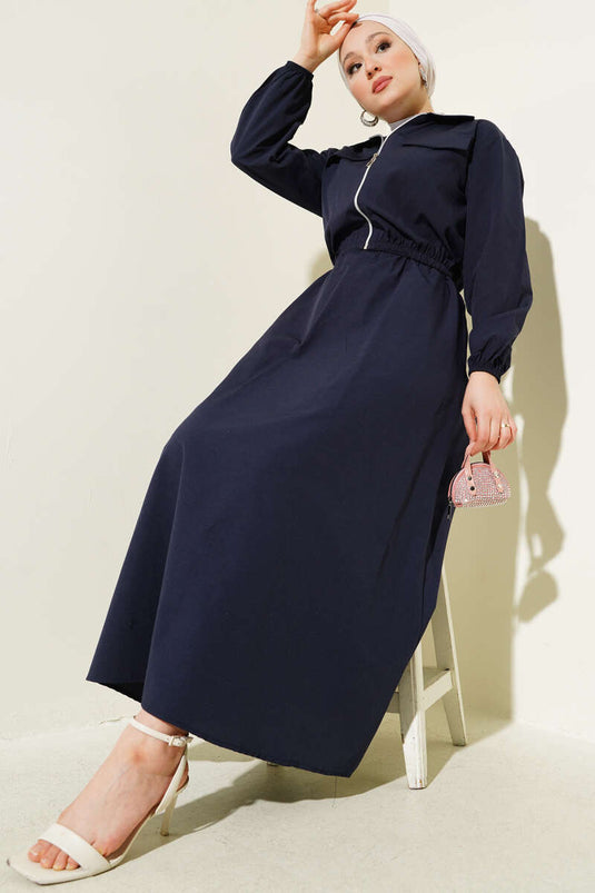 Ensemble veste courte zippée et jupe bleu marine