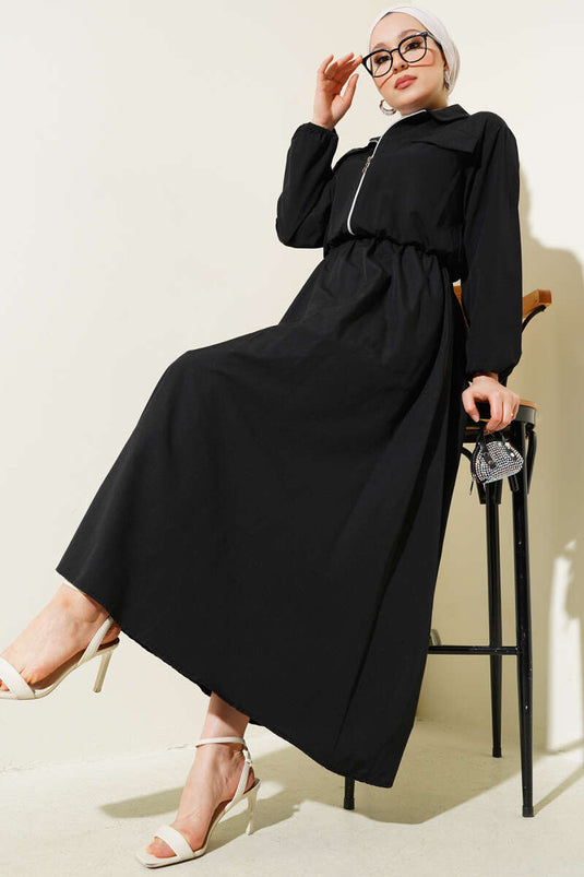 Tailleur jupe veste courte zippée noir