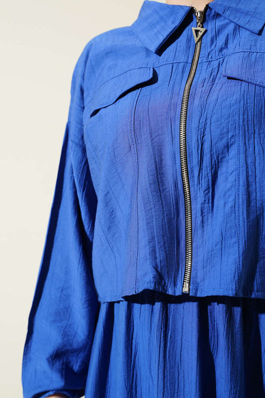 طقم من قطعتين من سترة كارديجان مرنة بسحاب من ساكس