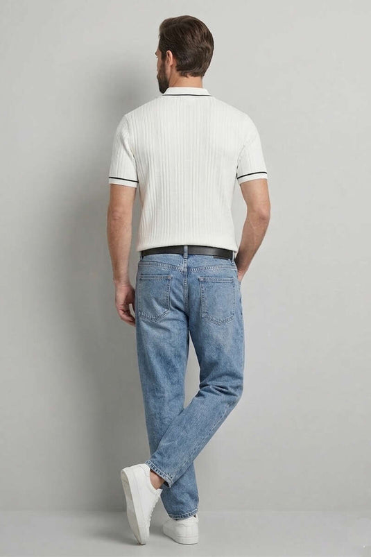 T-shirt mercerisé blanc avec fermeture éclair