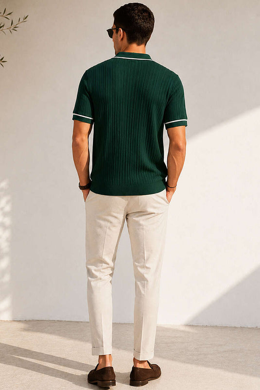 Zippered Mercerized T-shirt Olive Green