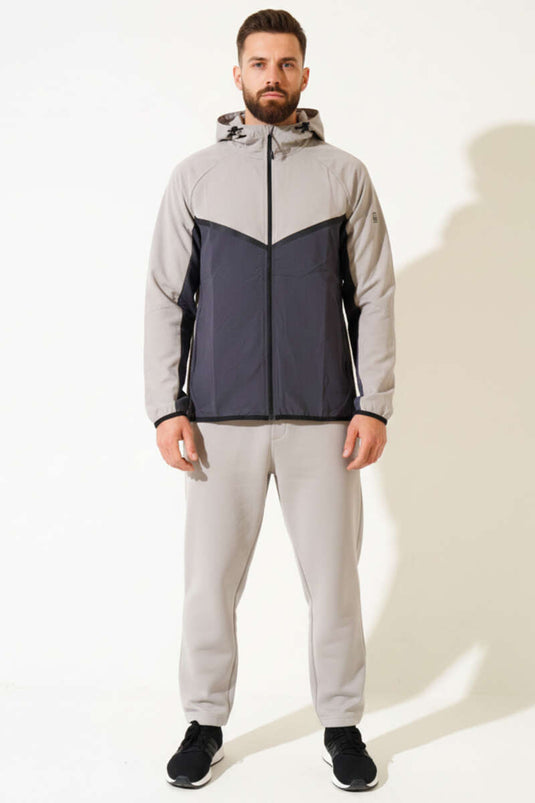 Fermuarlı Micro Erkek Eşofman Üst Gri