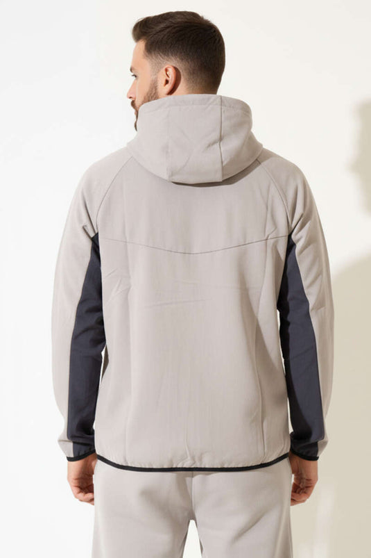 Fermuarlı Micro Erkek Eşofman Üst Gri