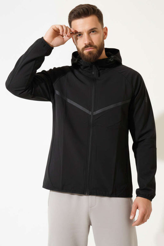 Zippered Micro Men's Sweatshirt Black