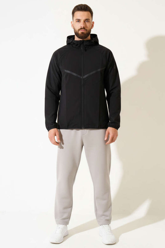 Zippered Micro Men's Sweatshirt Black