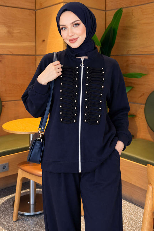 Completo Due Pezzi Modal Loyşa Con Zip Blu Navy