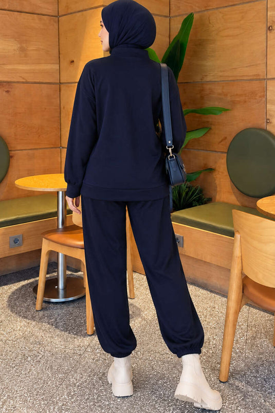 Completo Due Pezzi Modal Loyşa Con Zip Blu Navy