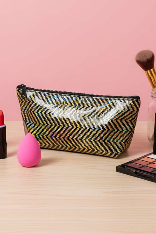 حقيبة مكياج لامعة بسحاب متنوعة 12