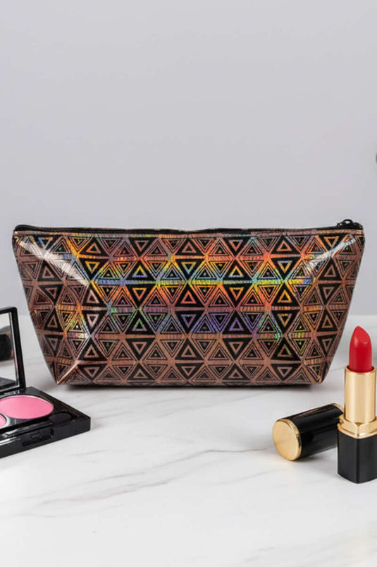 Trousse de maquillage brillante à fermeture éclair assortie 17