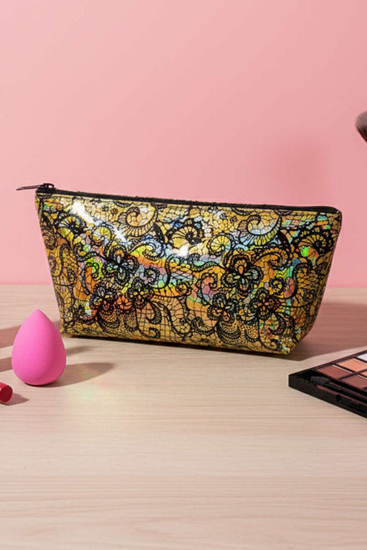 Trousse de maquillage brillante à fermeture éclair assortie 27