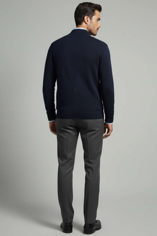 كارديجان رجالي بسحاب من ثيسالونيكي، أزرق داكن