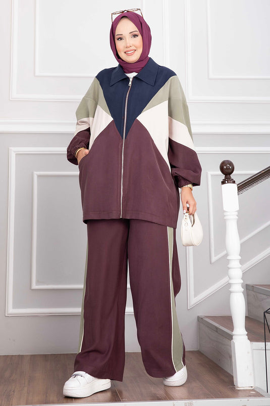 Sportjacke Und Hose Set In Pflaume