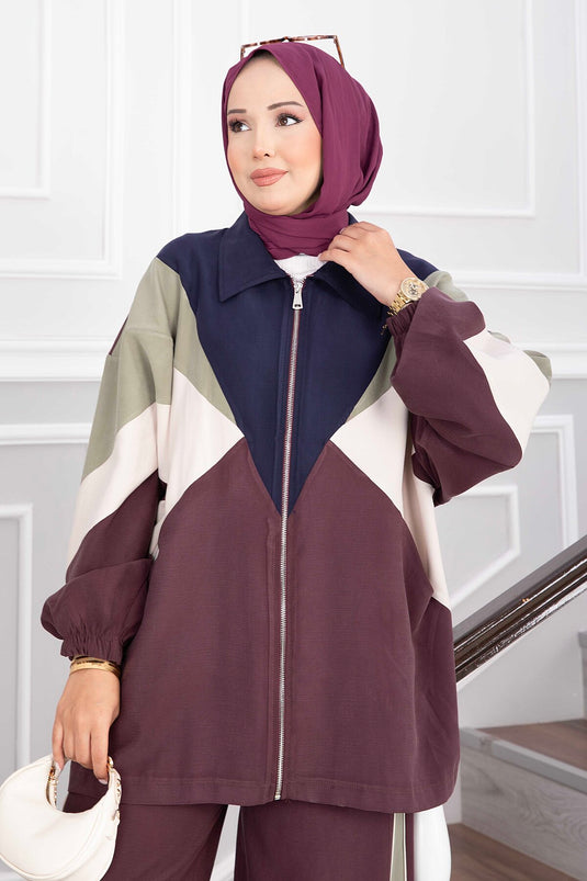 Sportjacke Und Hose Set In Pflaume