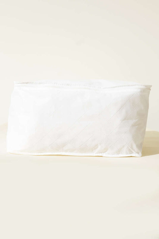 حقيبة تخزين كنزات صوفية بيضاء اللون بسحاب مصنوعة من قماش غير منسوج