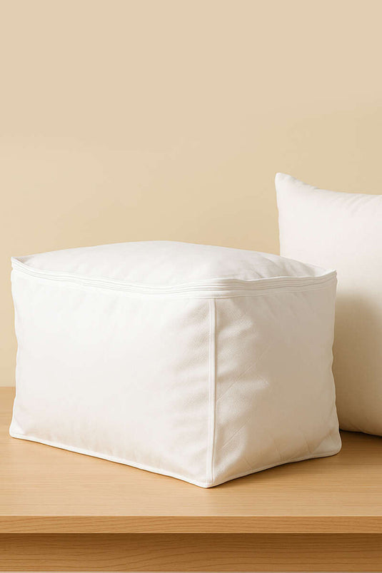 Zippered Non-woven Pillow Storage Bag, White